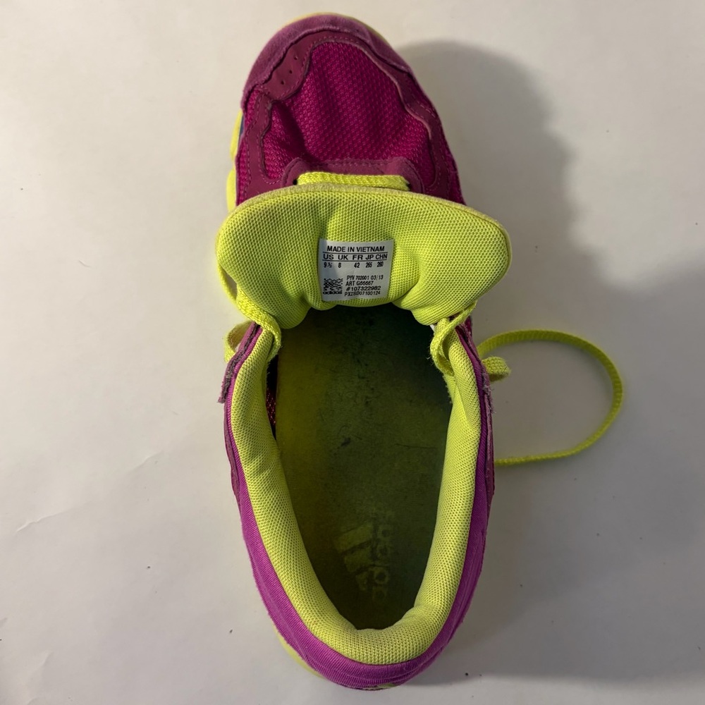 Adidas LA Runner Sneakers Tennis Shoes Bright Pink Neon Green Sz 9.5 Workout GUC - Picture 14 of 14
